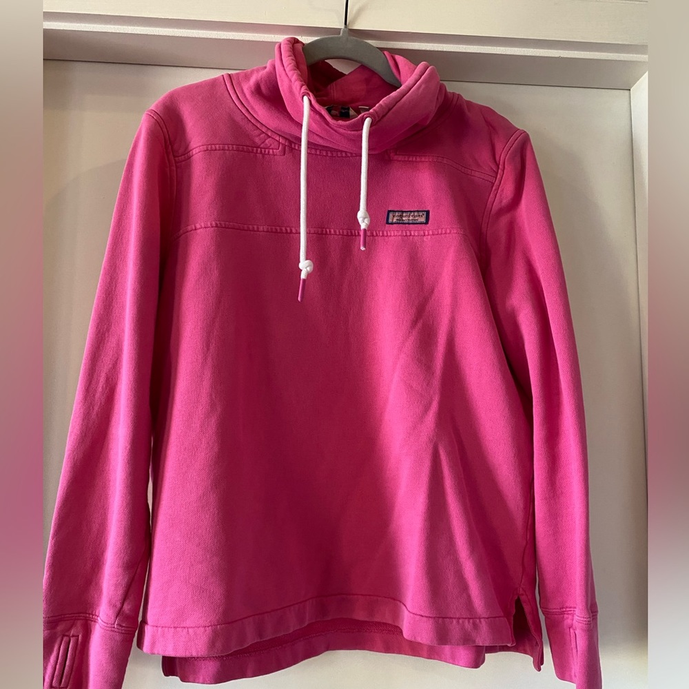 Size M - Vineyard Vines Funnel Neck Sweatshirt, Dark Pink